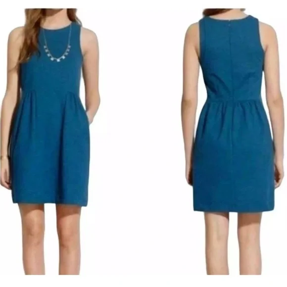 Madewell Keynote Ponte Fit and Flare Sleeveless Blue Dress Small - Picture 2 of 8
